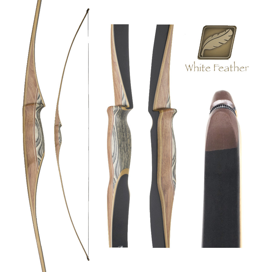(Bild für) White Feather Osprey Black Langbogen (68")